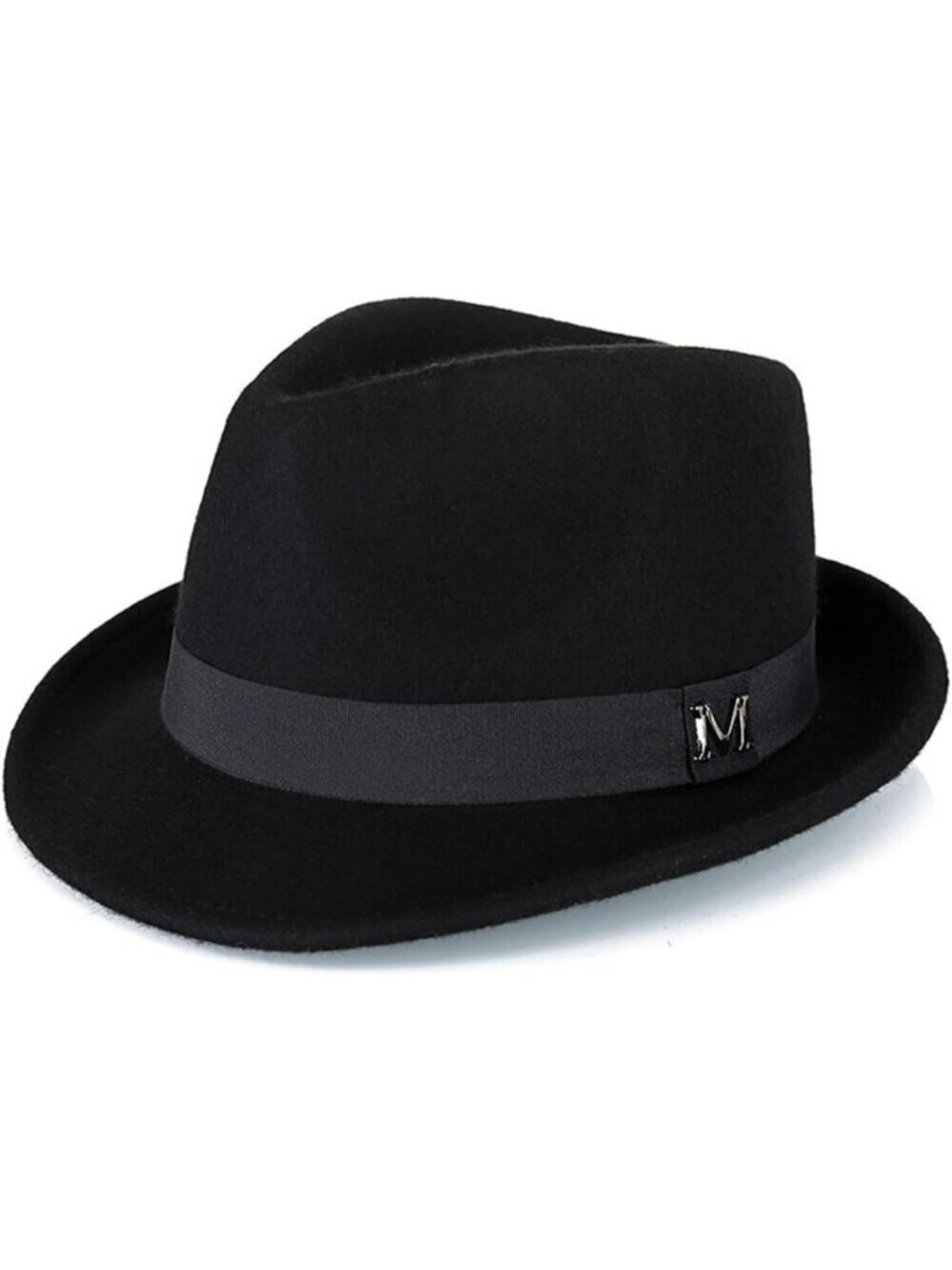 Men's Black 100% Wool Western With Satin Band Classic Fedora Cowboy Felt Hat
